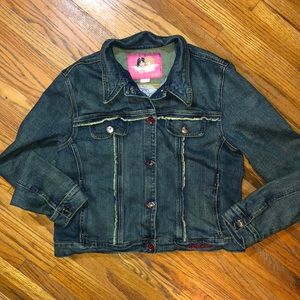 Fiorucci Vtg denim jacket 90’s embroidered floral